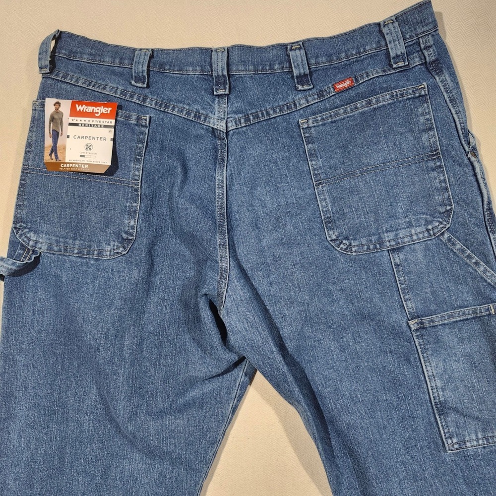Wrangler Five Star Heritage Carpenter Jeans 40x30 Relaxed Fit Blue Stretch NWT